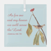 ルイジアナ・ウォーター・ツグミと聖書の詩 ガラスオーナメント (正面)