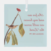 ルイジアナ・ウォーター・ツグミと聖書の詩 ガラスオーナメント (裏面)