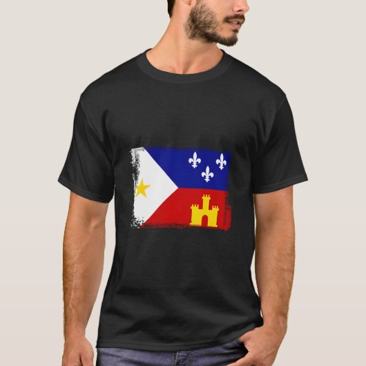 ルイジアナ・ケイジャン+アカディアナの旗 Tシャツ (正面)