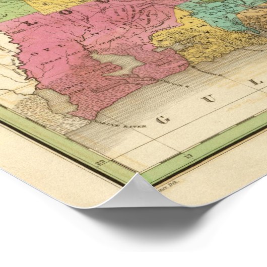 ルイジアナ・ミシシッピとアラバマの地図 ポスター (角)