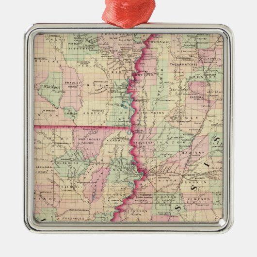 ルイジアナ、ミシシッピー メタルオーナメント (正面)