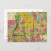 ルイジアナ、ミシシッピ、アラバマの地図 ポストカード (正面/裏面)