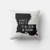 ルイジアナGPS座標とハート クッション (正面)