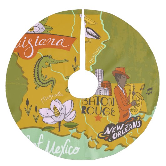 ルイジ図解入りの、写真付きのアナの地図：旅行のハイライト。 ブラッシュドポリエステルツリースカート (正面)