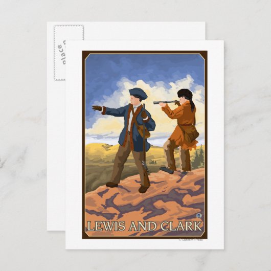 ルイスとクラークが西を探検 ポストカード (正面/裏面)
