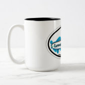 ルイスのビーチの楕円形の設計 ツートーンマグカップ (左)