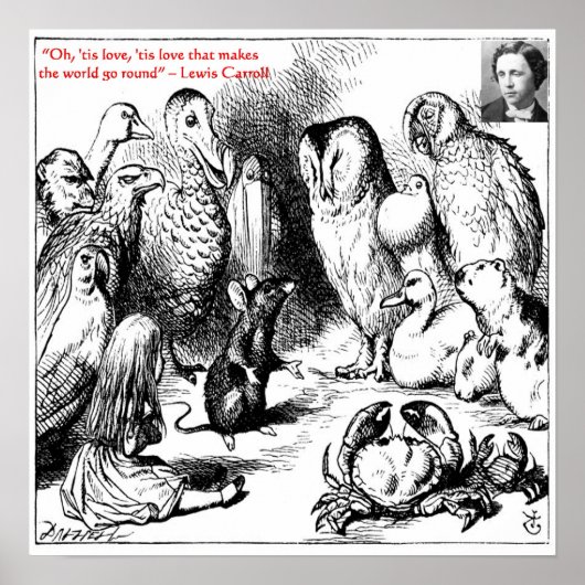 ルイスカロールルディングガラスイラストレーション&引用文 ポスター (正面)