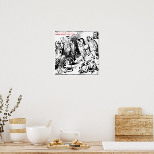 ルイスカロールルディングガラスイラストレーション&引用文 ポスター (キッチン)