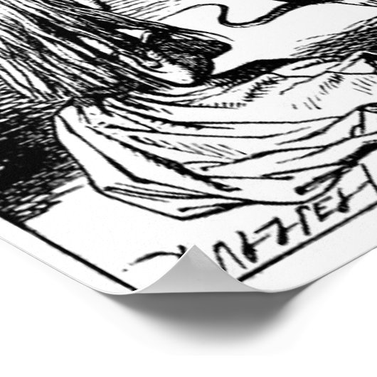 ルイスカロールルディングガラスイラストレーション&引用文 ポスター (角)