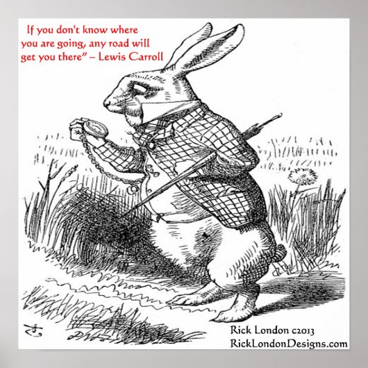 ルイスカロールルディングガラスイラストレーション&引用文 ポスター (正面)