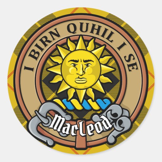 ルイスクレストのクランMacLeodタータンチェック ラウンドシール (正面)