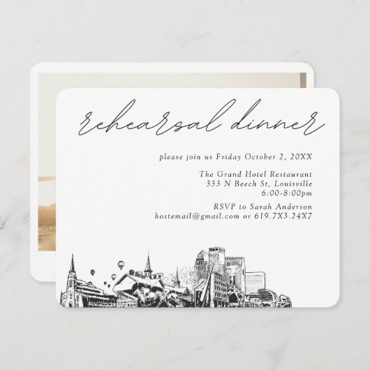 ルイスビル結婚のリハエレガントーサルディナー エンクロージャーカード (正面/裏面)