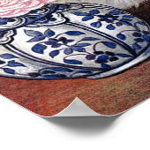 ルイスワーインのピンクのバラの白い猫 ポスター (角)