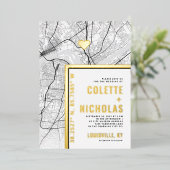 ルイスヴィルラブロケーター |シティテーマ結婚の 箔招待状 (立ち正面)