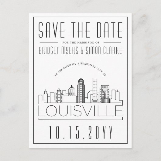 ルイスヴ結婚ル |スタイル設定されたスカイライン日付を保存 ポストカード (正面)