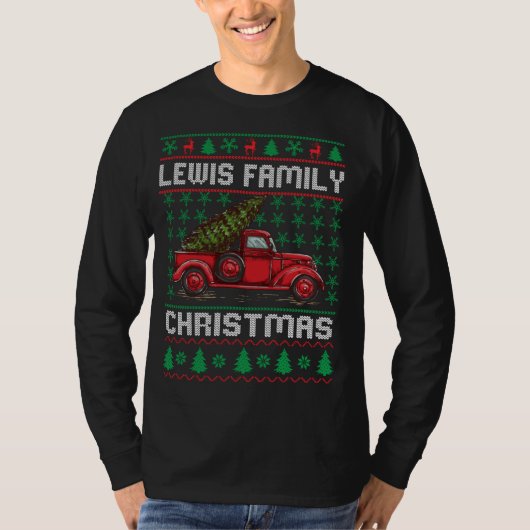 ルイス家族の醜いクリスマスセーター赤いトラックファン Tシャツ (正面)