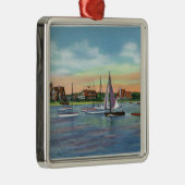 ルイス湾、エングルウッドのビーチの眺めのヨット メタルオーナメント (右)