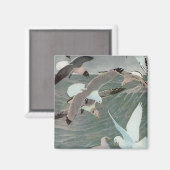 ルイス・アガシー・フエルテスによる海波上のサギ マグネット (正面/裏面)