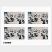 ルイス・ウィンの猫雪合戦 長方形シール (シート)