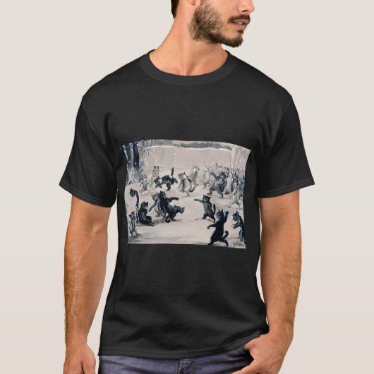ルイス・ウィンの猫雪合戦 Tシャツ (正面)