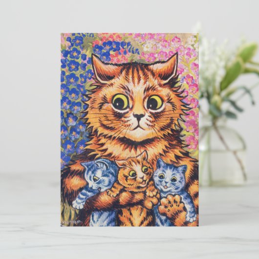 ルイス・ウェインが子猫を連れた猫 サンキューカード (スタンド正面)