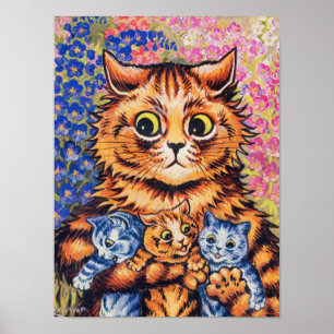 ルイス・ウェインが子猫を連れた猫 ポスター
