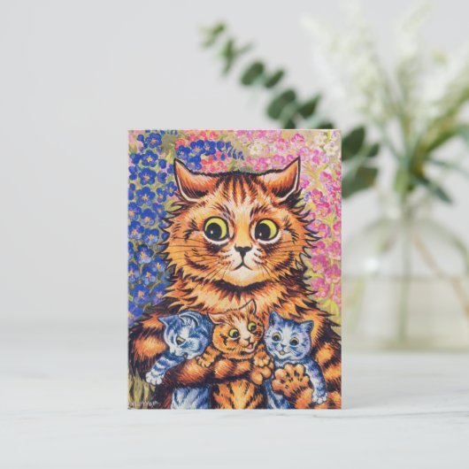 ルイス・ウェインが子猫を連れた猫 ポストカード (スタンド正面)