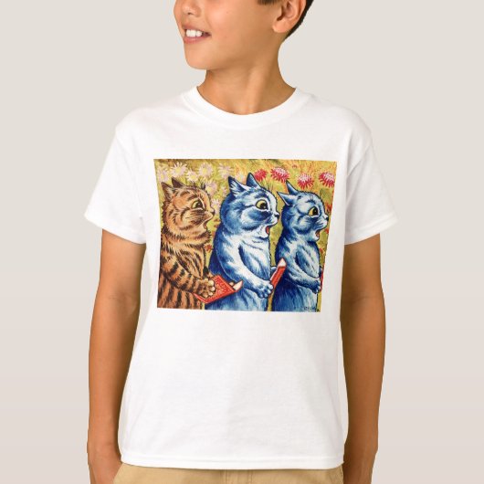 ルイス・ウェインによる3匹の歌う猫 Tシャツ (正面)