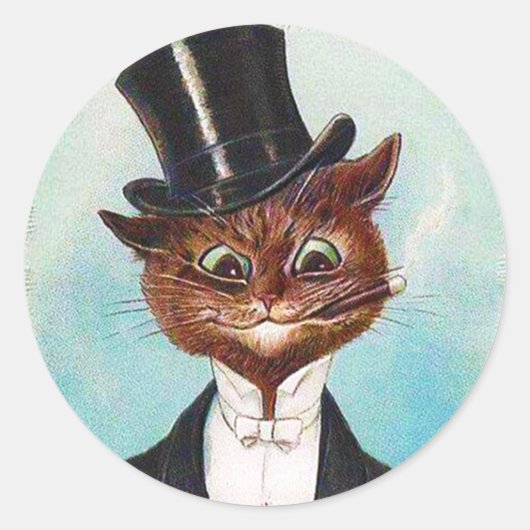 ルイス・ウェインのキャット紳士 ラウンドシール (正面)