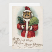 ルイス・ウェインのサンタ猫 フラットホリデーカード シーズンカード (正面/裏面)