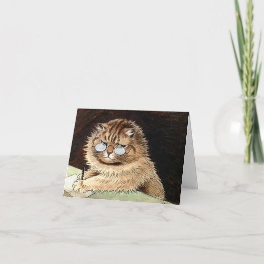 ルイス・ウェインの眼鏡をかけた職場の猫 サンキューカード (正面)