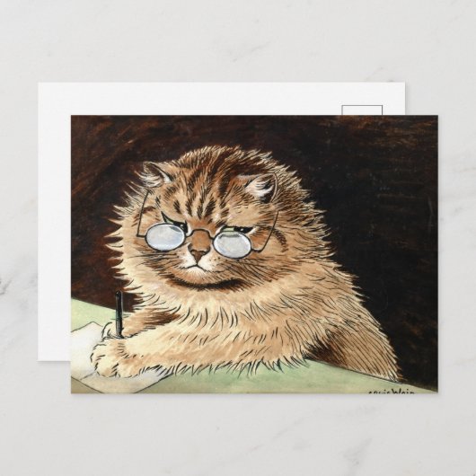 ルイス・ウェインの眼鏡をかけた職場の猫 シーズンポストカード (正面/裏面)