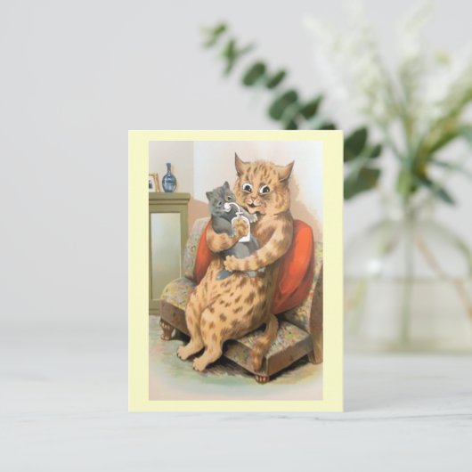 ルイス・ウェインの葉書 - 母の腕の中の安全 ポストカード (スタンド正面)