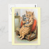 ルイス・ウェインの葉書 - 母の腕の中の安全 ポストカード (正面/裏面)