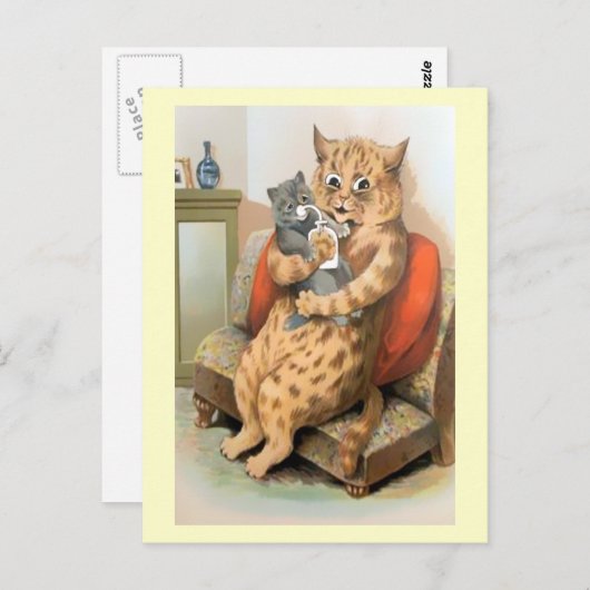 ルイス・ウェインの葉書 - 母の腕の中の安全 ポストカード (正面/裏面)