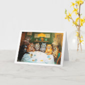 ルイス・ウェンさん、葉巻やブランデーを楽しむ猫 カード (黄色い花)