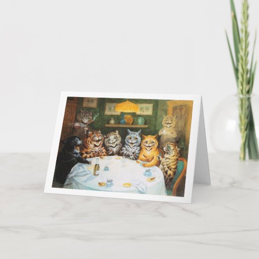 ルイス・ウェンさん、葉巻やブランデーを楽しむ猫 カード (正面)