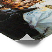 ルイス・ウェンさん、葉巻やブランデーを楽しむ猫 ポスター (角)