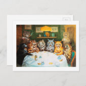 ルイス・ウェンさん、葉巻やブランデーを楽しむ猫 ポストカード (正面/裏面)