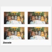 ルイス・ウェンさん、葉巻やブランデーを楽しむ猫 長方形シール (シート)