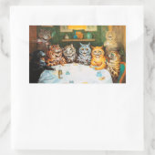 ルイス・ウェンさん、葉巻やブランデーを楽しむ猫 長方形シール (バッグ)