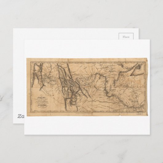 ルイス・クラークの西アメリカ横断地図1814年 ポストカード (正面/裏面)