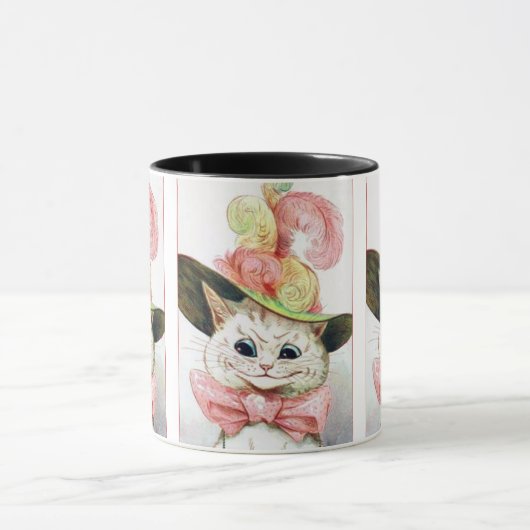 ルイス・ワファンシーイ絵を描ンの帽子の白い猫 マグカップ (中央)