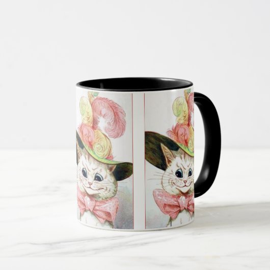 ルイス・ワファンシーイ絵を描ンの帽子の白い猫 マグカップ (正面右)