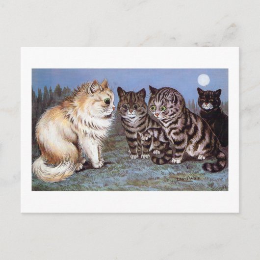 ルイス・ワーインが月明かりの中で出会った子猫 ポストカード (正面)