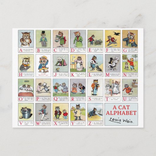 ルイス・ワーイン・キャットアルファベット ポストカード (正面)