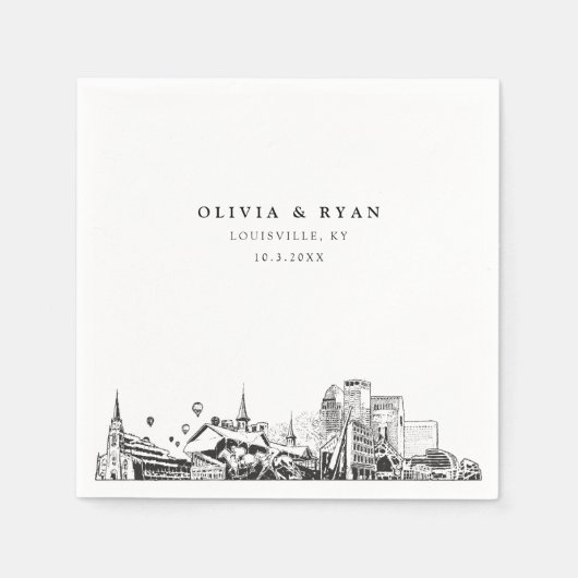 ルイビルスカイライン結婚ズ紙カクテルナプキン スタンダードカクテルナプキン (正面)