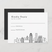 ルイビル結婚ズ |スタイル化されたスカイラインRSVP 出欠カード (正面/裏面)