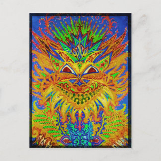 ルイワーインブルーペイズリー猫 ポストカード