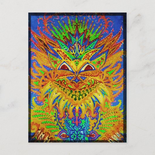 ルイワーインブルーペイズリー猫 ポストカード (正面)